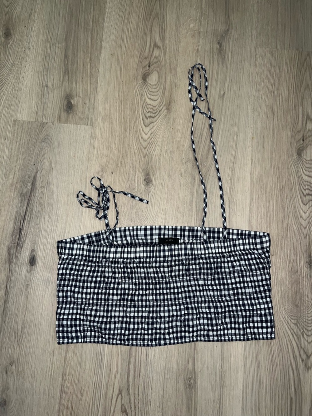 NWT J.Crew Blue White Checkered Crop Top XL